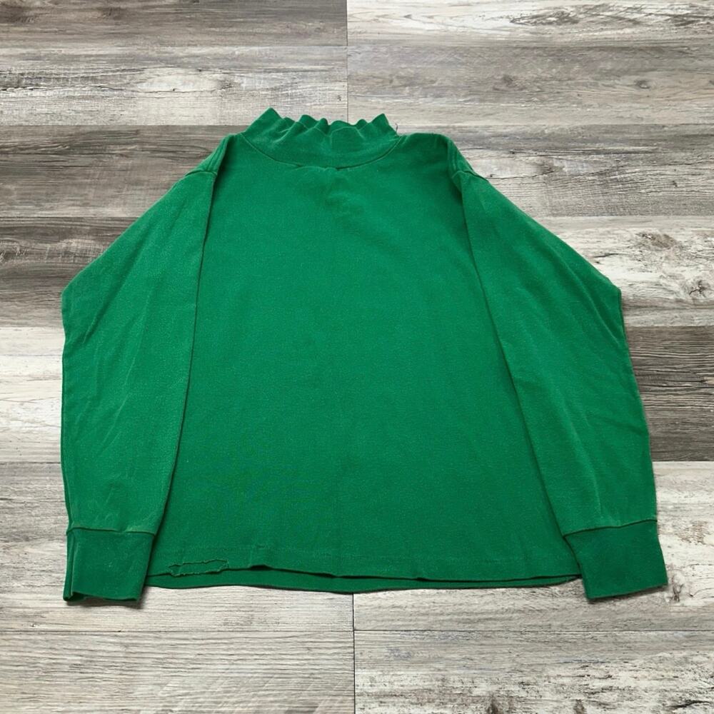 Vintage US Navy Flight‎ Military Kelly Green Mens XL Long Sleeve Under Shirt 80s